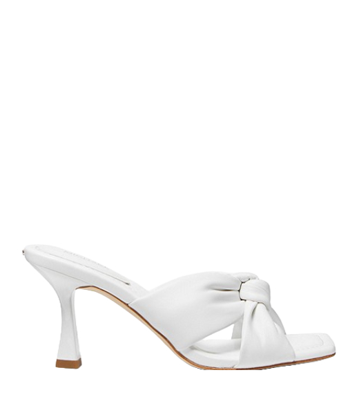 Elena Heeled White Leather Sandal