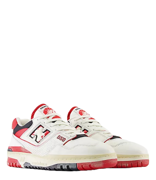 550V Medium Moyen Red White N White Leather Sneaker