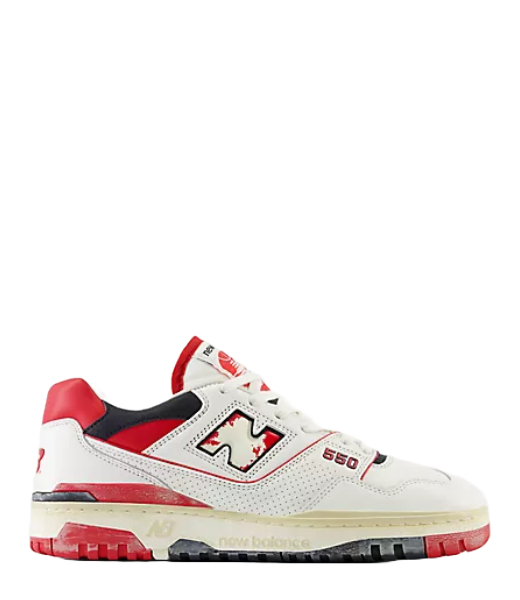 550V Medium Moyen Red White N White Leather Sneaker