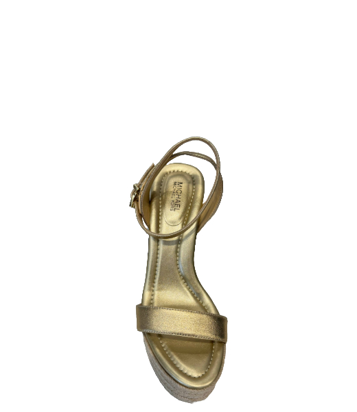 Leighton Gold Metallic Leather Hotfix Stones Wedge