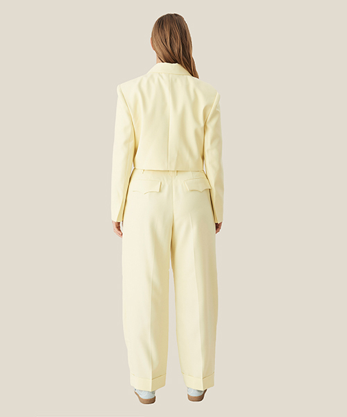 Light Yellow Summer Suiting Cropped Blazer