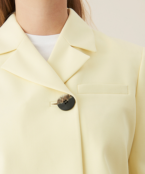 Light Yellow Summer Suiting Cropped Blazer