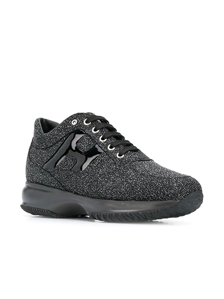 HOGAN INTERACTIVE LAVOR.H SPEZZATA + RICAMO BLACK GLITTER