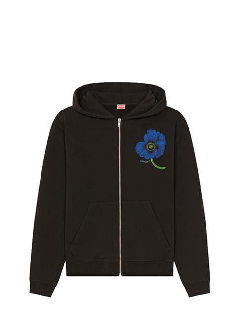 Knitted Cotton Black Zip Up Pullover