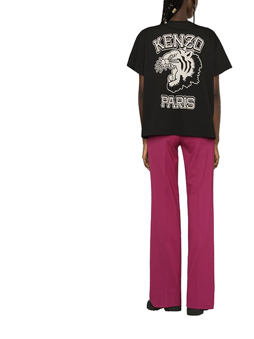 1970 Logo Black Oversized Knitted Cotton T-Shirt