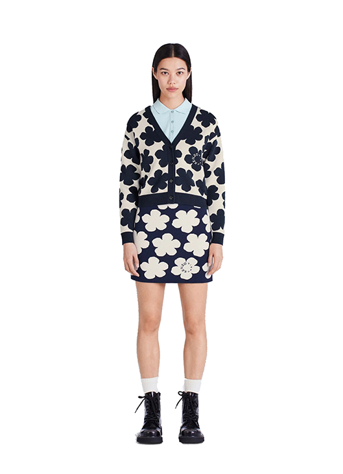 Hana Dots Jacquar Off White Cardigan