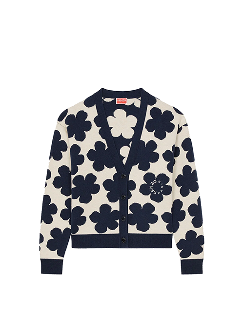 Hana Dots Jacquar Off White Cardigan