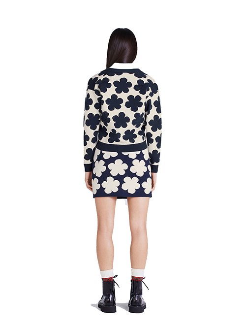 Hana Dots Jacquar Off White Cardigan