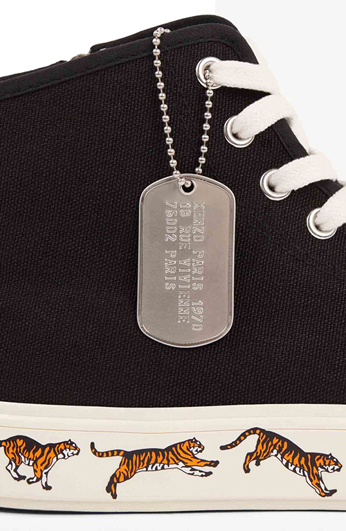 Kenzo School High Top Tiger Logo Black Sneaker