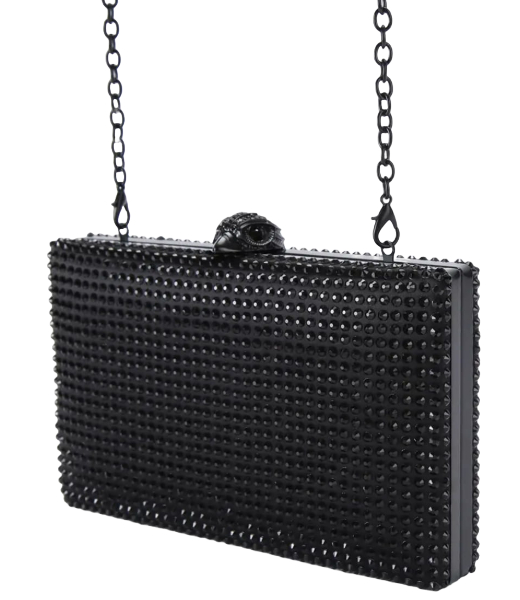 Black Crystal Kensington Clutch Satin