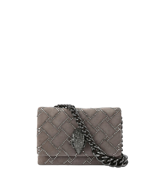 Mini Kensington Kurt Grey Rhinstones Suede Bag