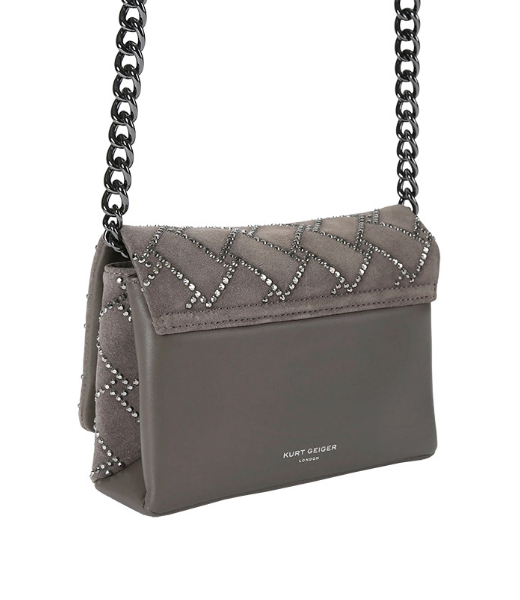 Mini Kensington Kurt Grey Rhinstones Suede Bag