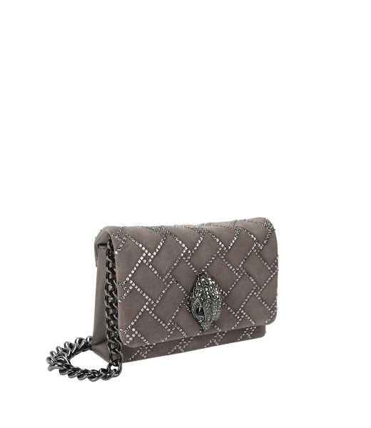 Mini Kensington Kurt Grey Rhinstones Suede Bag