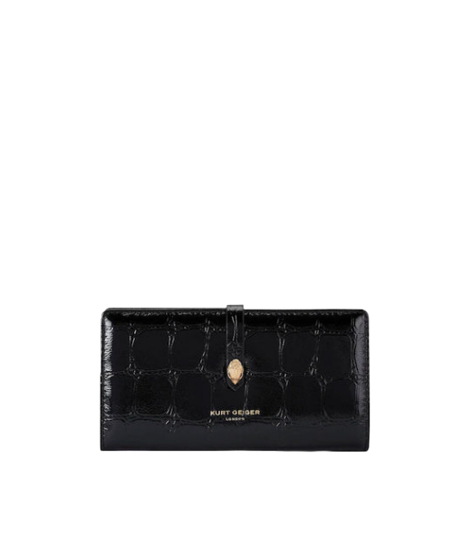 Kensington Black Soft Wallet Leather/ Croc Print
