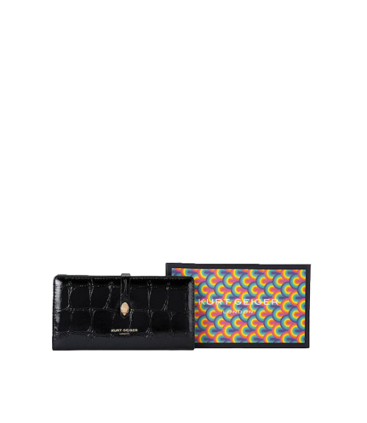 Kensington Black Soft Wallet Leather/ Croc Print