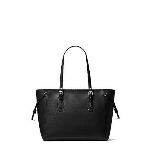 Medium Silver Logo Black Shoulder Bag
