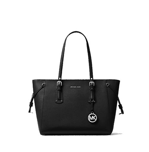 Medium Silver Logo Black Shoulder Bag