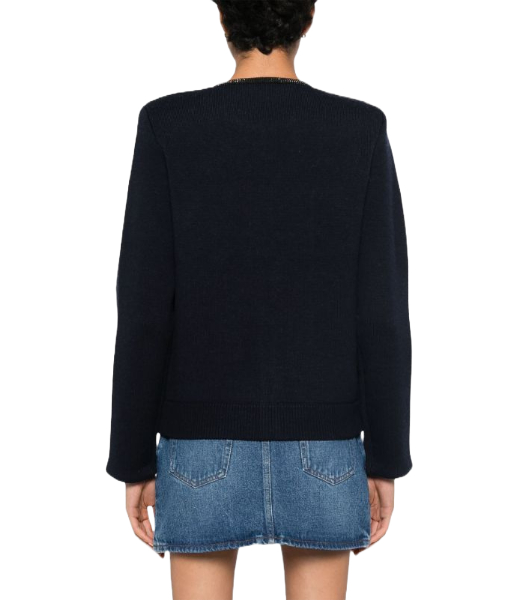 Navy Embellished Knit Cardigan