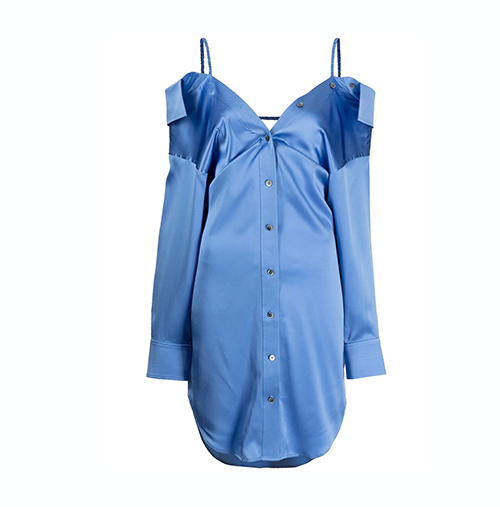 Off The Shoulder Shirt Dress With Scrunchie Strap