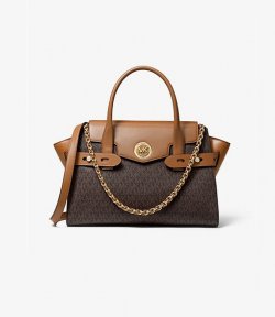 Carmen Large Logo and Leather Belted Satchel