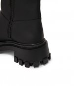 Black Leather Flat Boot