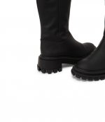 Black Leather Flat Boot