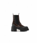 Patent Brown Black Chunky Heel Chelsea Boot