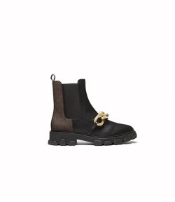 Scarlett Black Brown Leather Bootie