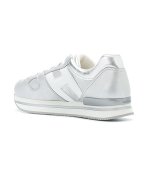HOGAN H222 ALLACIATO H GRANDE SILVER LEATHER SNEAKER