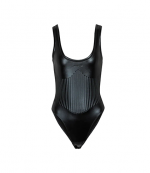 Black Sleeveless Shiny Embossed Elastic Body