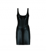 Black Sleeveless Shiny Embossed Elastic Dress