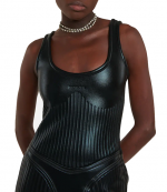Black Sleeveless Shiny Embossed Elastic Dress