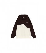 Oversized Brown White Wave Hoodie
