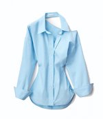 Chambray Blue Shirt With Open Back Neckline