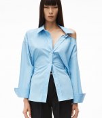 Chambray Blue Shirt With Open Back Neckline