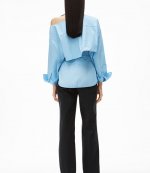 Chambray Blue Shirt With Open Back Neckline