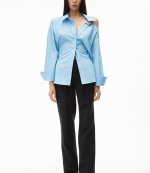 Chambray Blue Shirt With Open Back Neckline