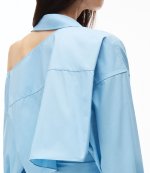 Chambray Blue Shirt With Open Back Neckline