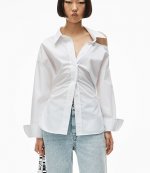 Bright White Shirt With Open Back Neckline