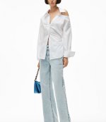 Bright White Shirt With Open Back Neckline