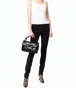 Black Bi- Material Spiral Jeans