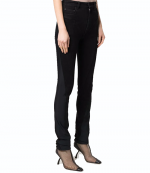 Black Bi- Material Spiral Jeans