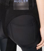 Black Bi- Material Spiral Jeans