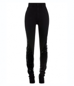 Black Bi- Material Spiral Jeans