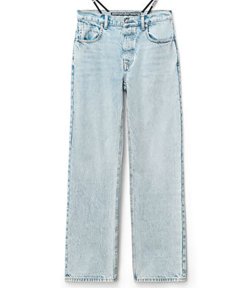 Low Rise Straight Jean Diamante Logo Bikini Straps