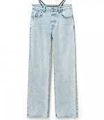 Low Rise Straight Jean Diamante Logo Bikini Straps