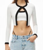 Low Rise Straight Jean Diamante Logo Bikini Straps