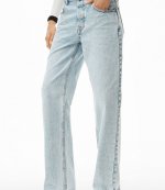 Low Rise Straight Jean Diamante Logo Bikini Straps