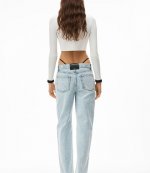 Low Rise Straight Jean Diamante Logo Bikini Straps