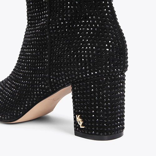 Black Fabric High Leg Boots